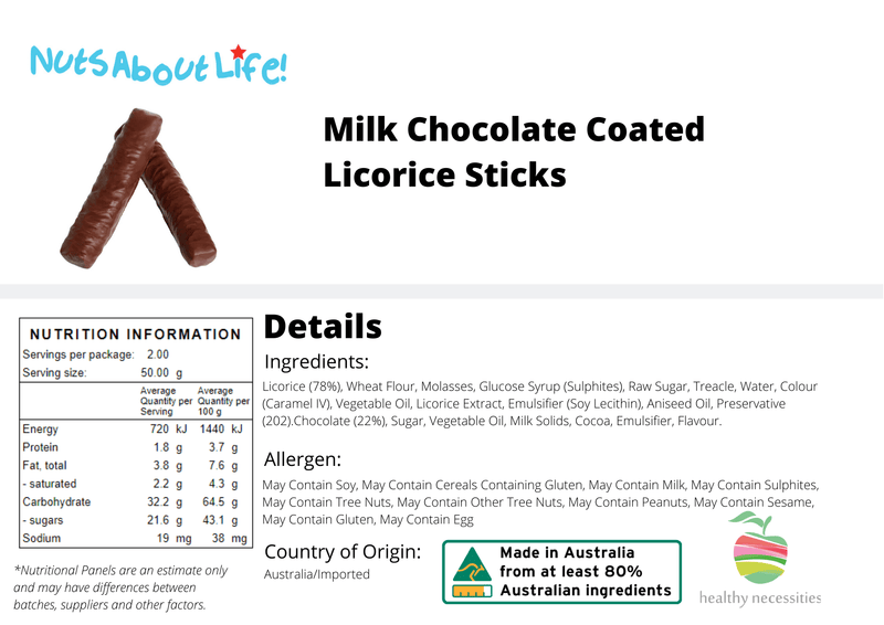 Fresh Chocolate Coated Licorice Sticks - Nuts About LifeCLS3531Nuts About Life