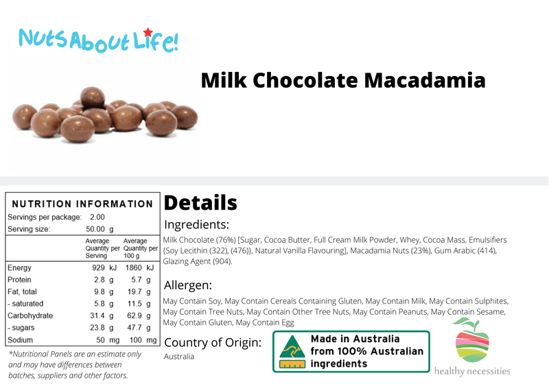 Milk Chocolate Coated Macadamias - Nuts About LifeMCM3746Nuts About Life